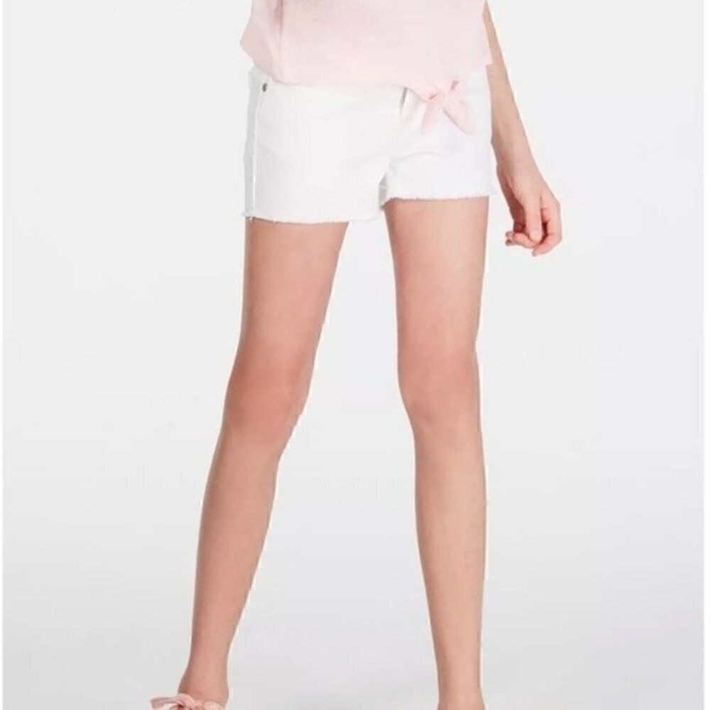 Epic Threads Big Girl's Frayed Hem Denim Shorts White Size 7